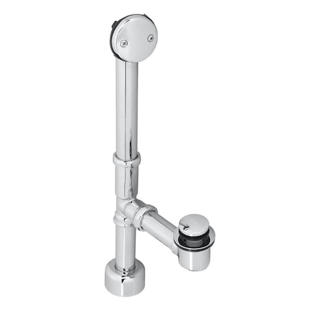 Westbrass All Exposed Tip Toe Bath Waste, 14" Make-Up, 17 Ga. Tubing in Polished Chrome D3251K-26